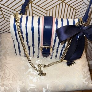 Stylish Navy and White Striped Women's Bag